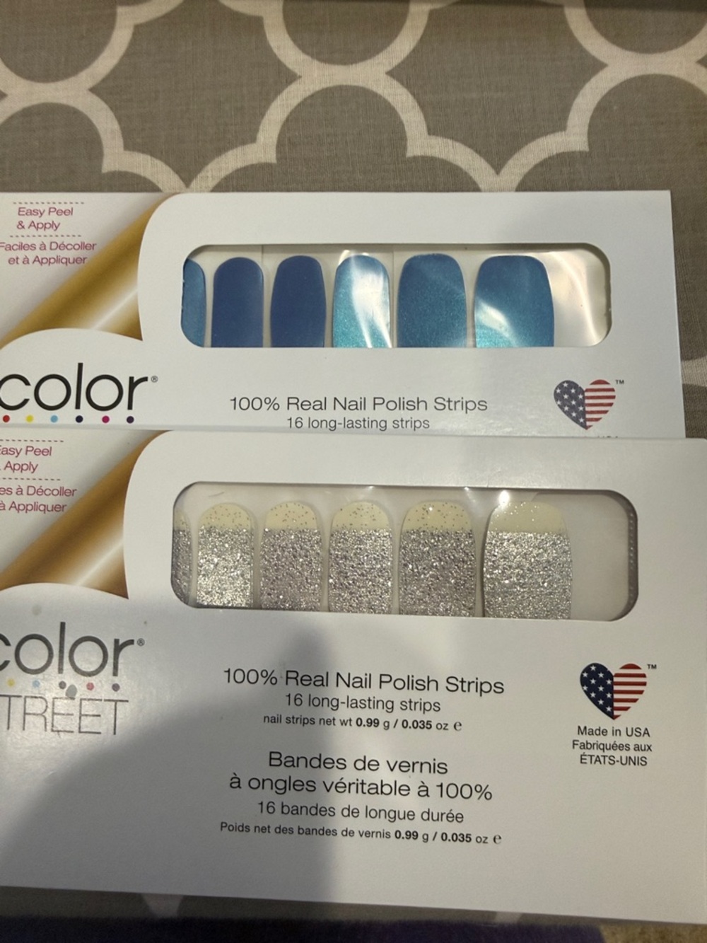 Color Street Blue Metallic & Silver Glitter Nail Strips - Duo Pack
